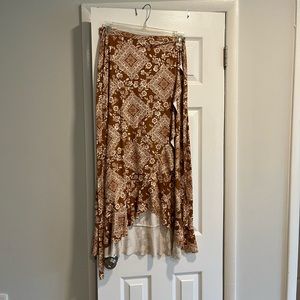 EARTHBOUND Brown Floral wrap skirt